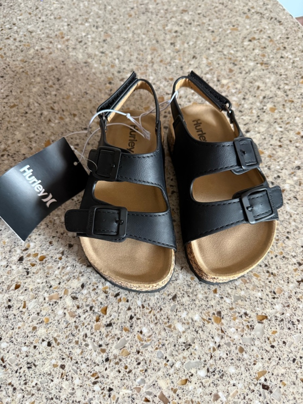 Hurley Kids Black Double Buckle Slingback Sandals